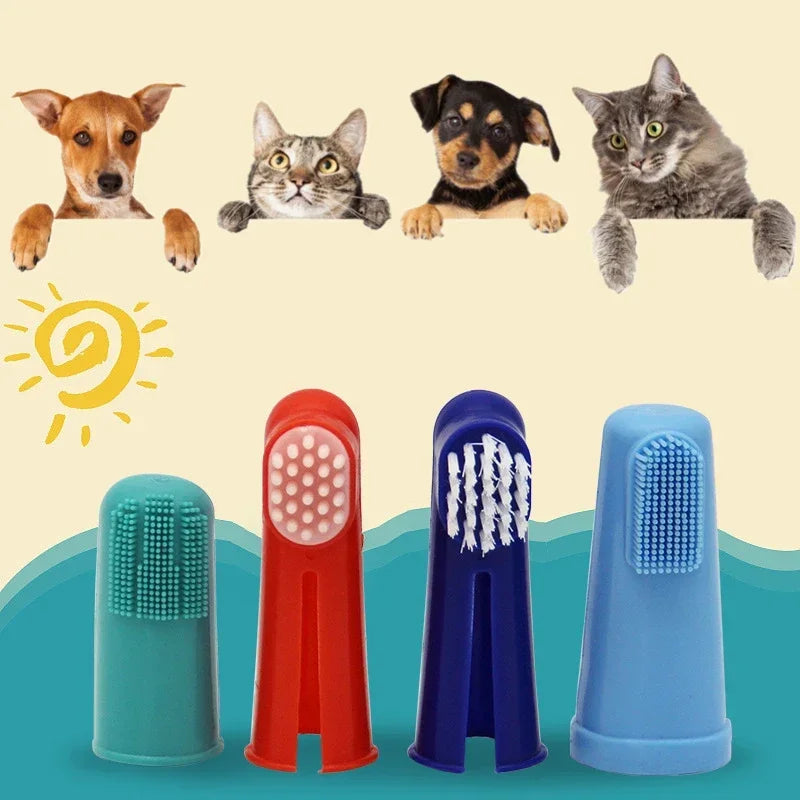 Pet 1/3 Pcs Soft Finger Toothbrush