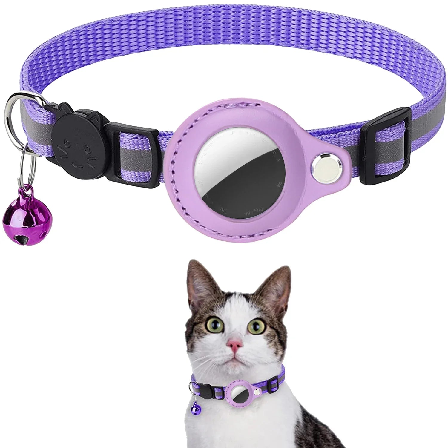 Cat Reflective Strips  Air Tag Holder Collar