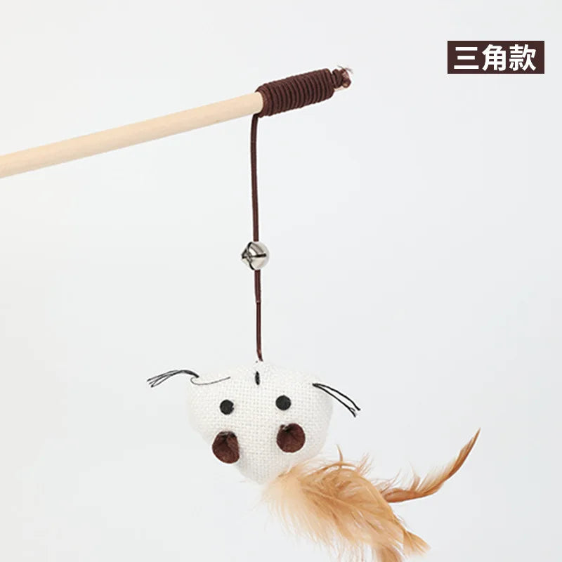 Pet Cartoon Stick Feather Rod Mouse Toy