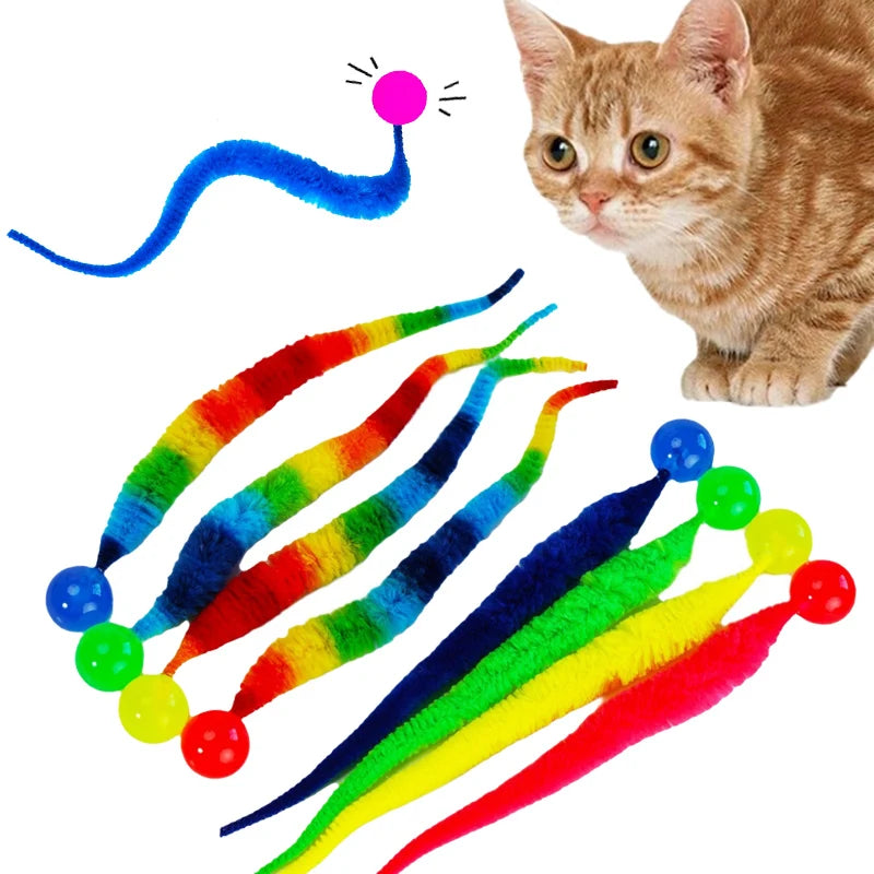 Pet Elastic Worm Bouncing Ball Toy