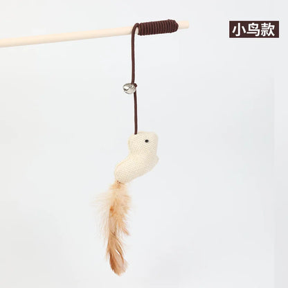 Pet Cartoon Stick Feather Rod Mouse Toy