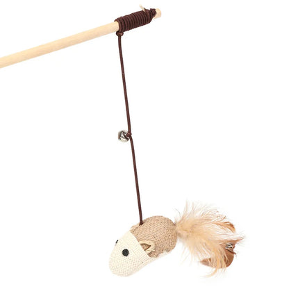 Pet Cartoon Stick Feather Rod Mouse Toy