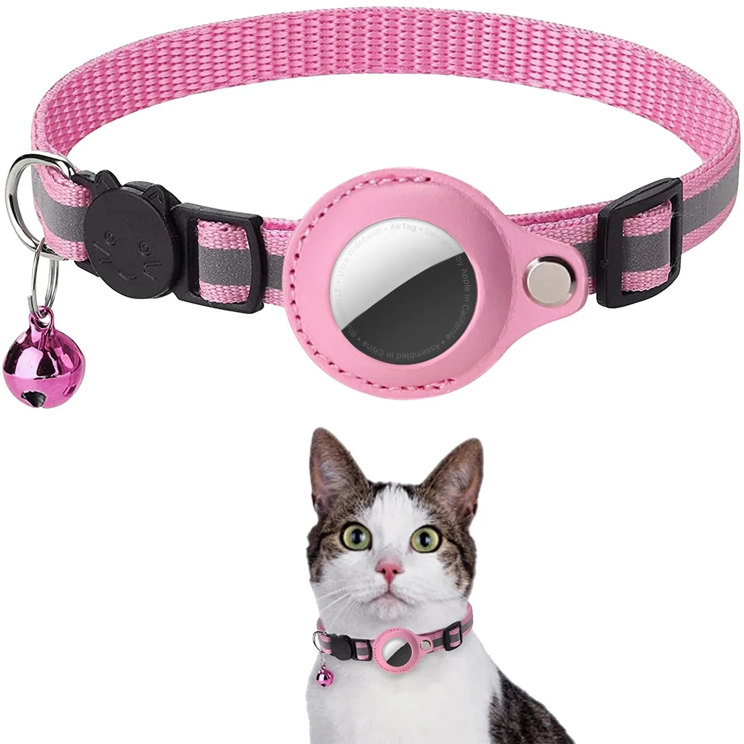 Cat Reflective Strips  Air Tag Holder Collar