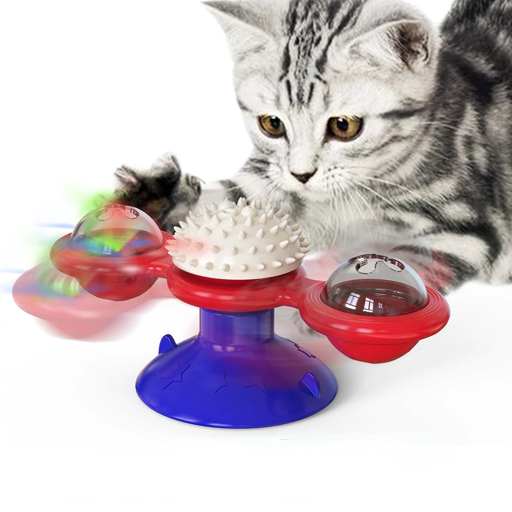 Cat Whirligig Turntable Kitten Brush Toy