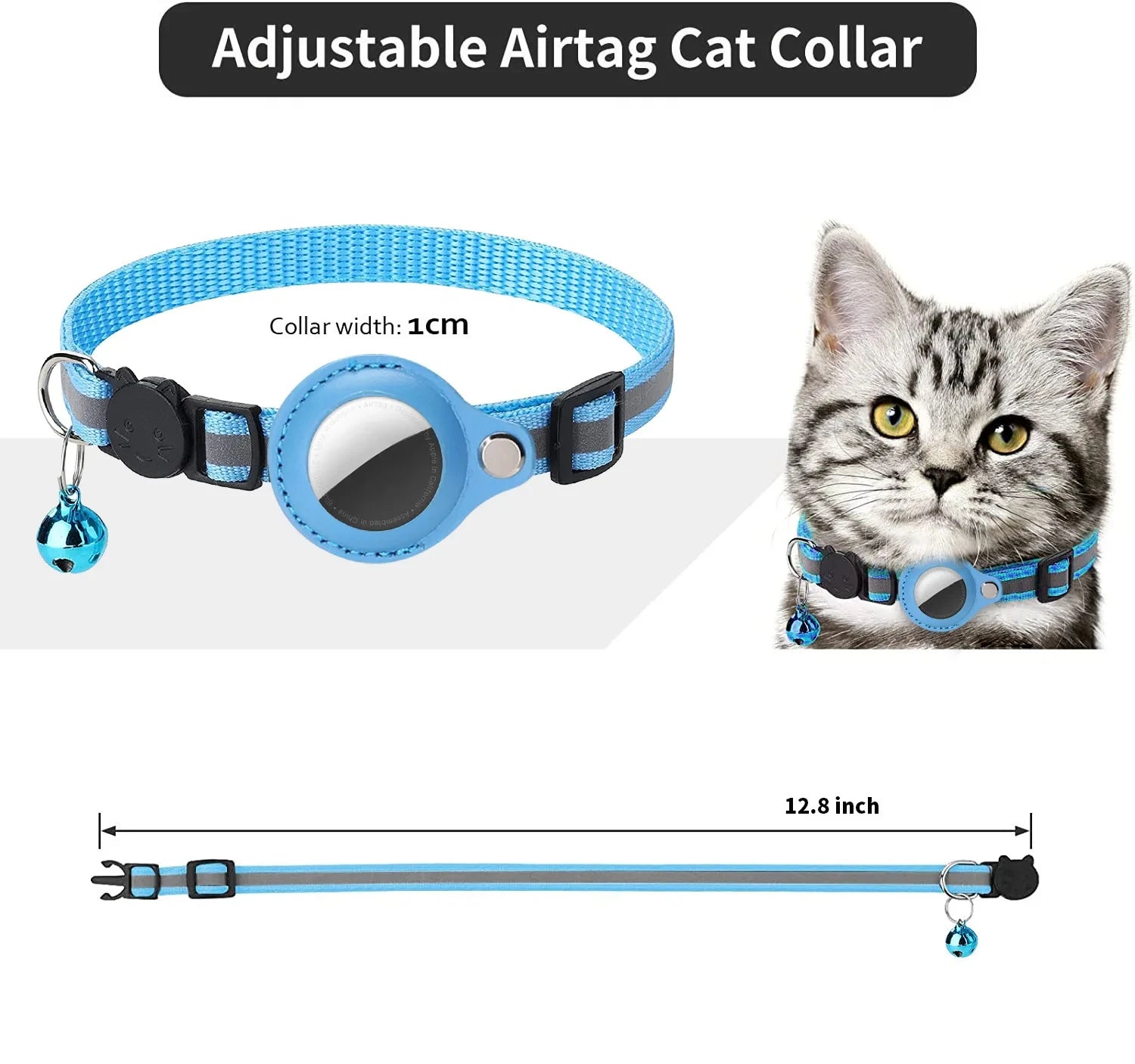 Cat Reflective Strips  Air Tag Holder Collar