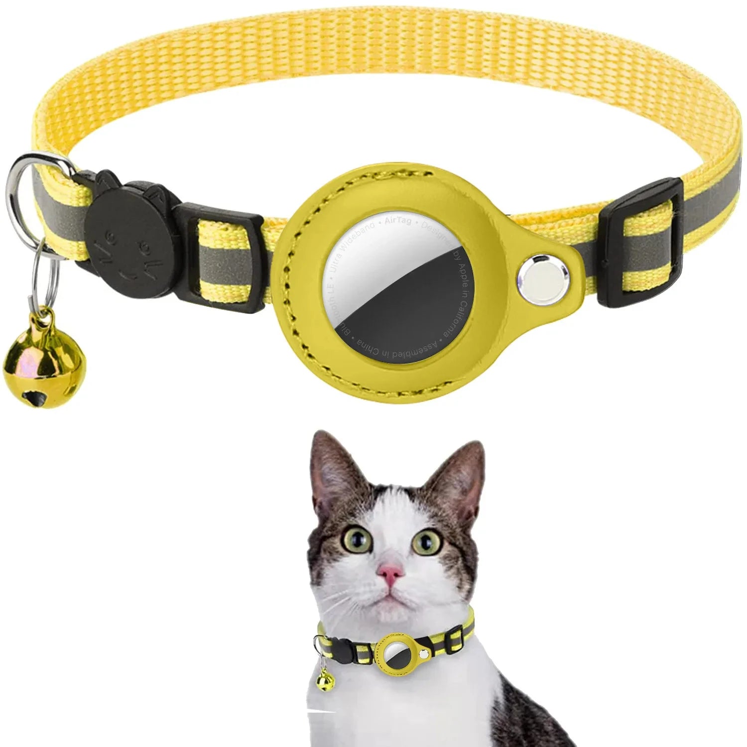 Cat Reflective Strips  Air Tag Holder Collar