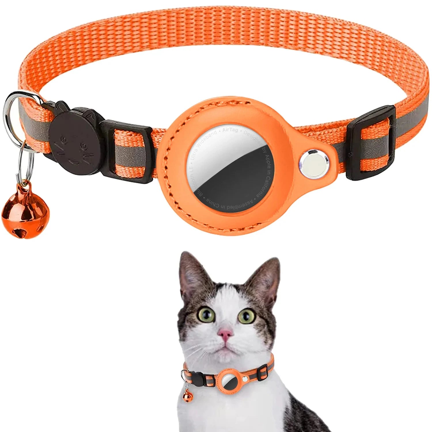 Cat Reflective Strips  Air Tag Holder Collar